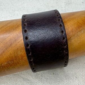 Elegant Brown Leather Cuff Bracelet Upcycle Belt